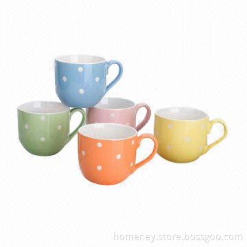 Stoneware Mugs with 11oz Capacity, Color-glazed, 5-color as 1 Set, Suitable for Promotional Purpose